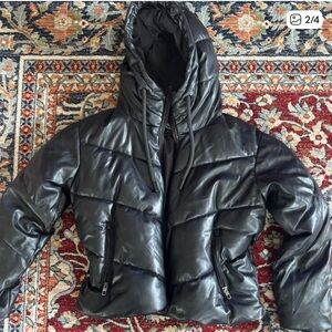 Zara Faux Leather Puffer Jacket